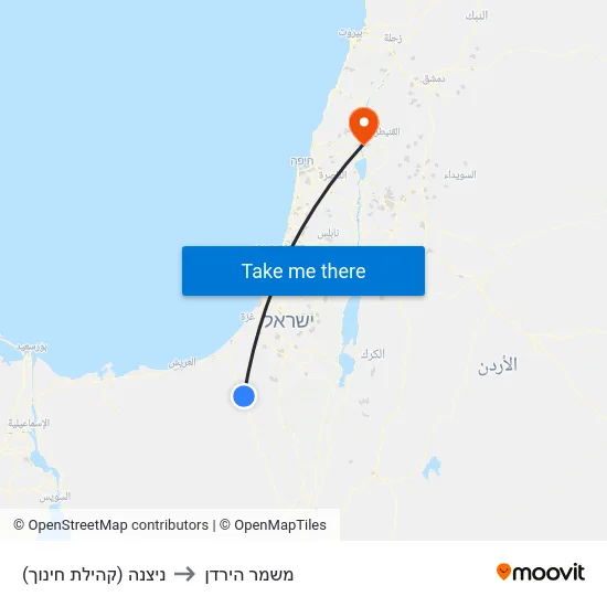 ניצנה (קהילת חינוך) to משמר הירדן map