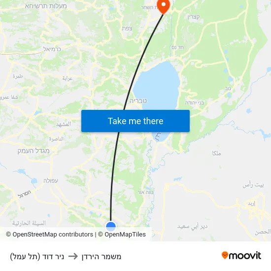 ניר דוד (תל עמל) to משמר הירדן map