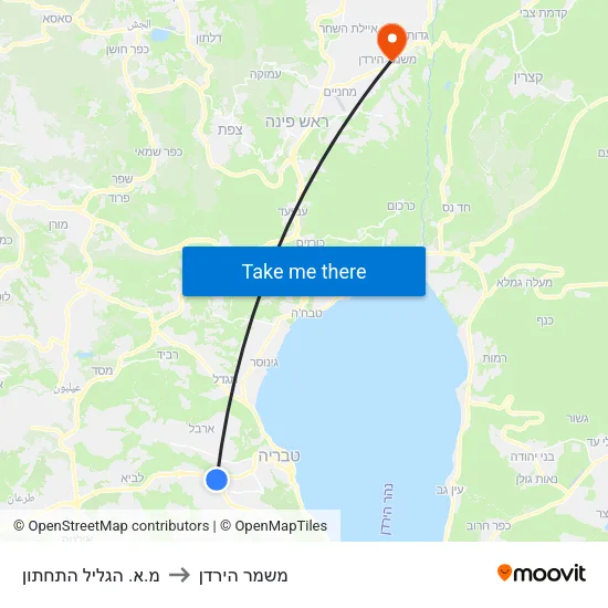 מ.א. הגליל התחתון to משמר הירדן map