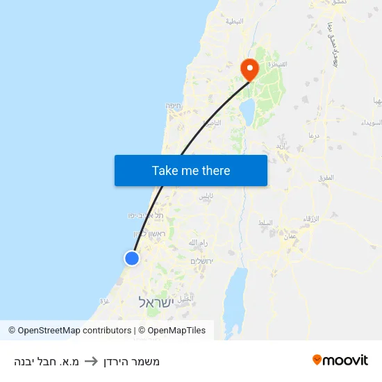 מ.א. חבל יבנה to משמר הירדן map