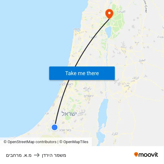 מ.א. מרחבים to משמר הירדן map