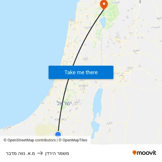 מ.א. נווה מדבר to משמר הירדן map