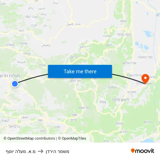 מ.א. מעלה יוסף to משמר הירדן map