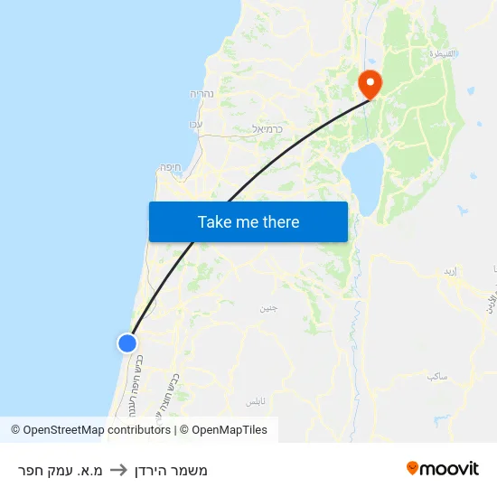 מ.א. עמק חפר to משמר הירדן map