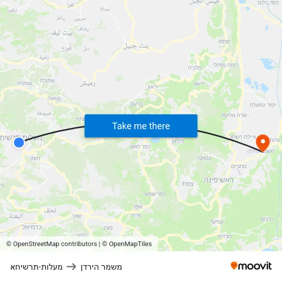 מעלות-תרשיחא to משמר הירדן map