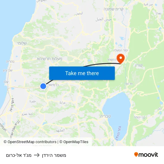 מג'ד אל-כרום to משמר הירדן map