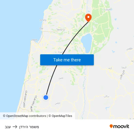 ענב to משמר הירדן map