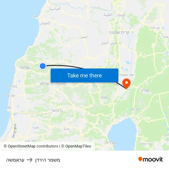 עראמשה to משמר הירדן map