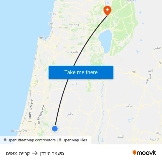 קריית נטפים to משמר הירדן map