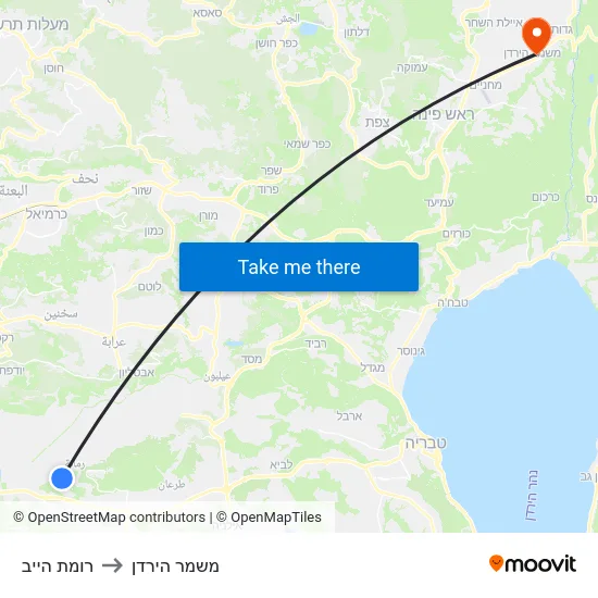 רומת הייב to משמר הירדן map