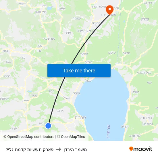 פארק תעשיות קדמת גליל to משמר הירדן map