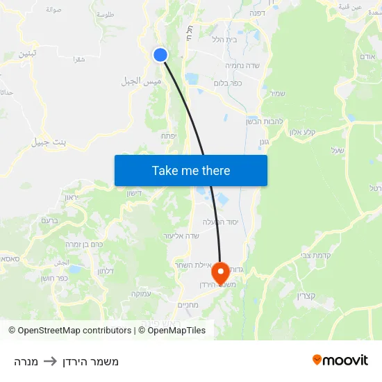 מנרה to משמר הירדן map