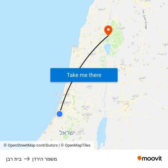 בית רבן to משמר הירדן map
