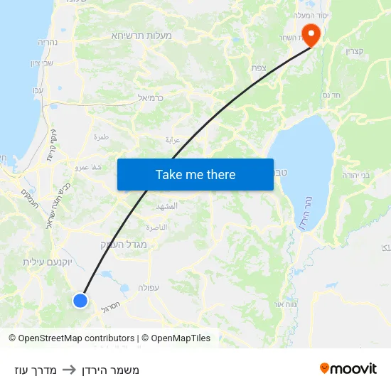 מדרך עוז to משמר הירדן map