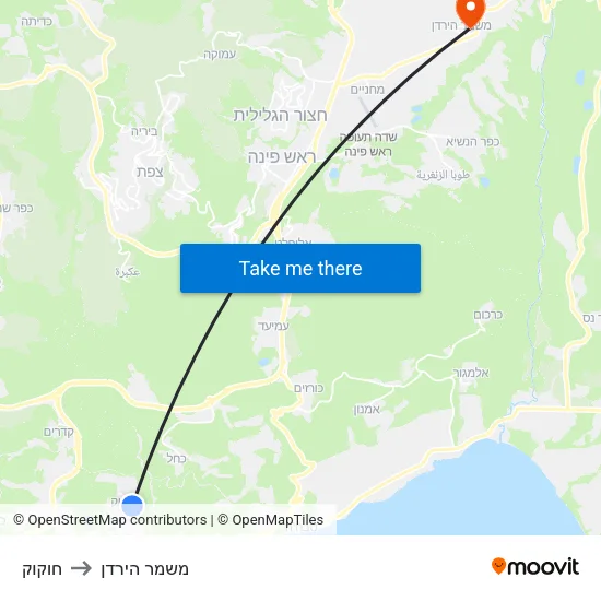 חוקוק to משמר הירדן map