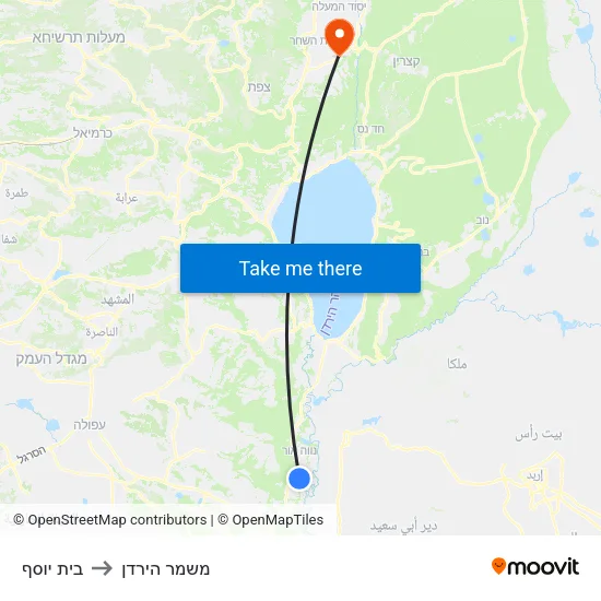 בית יוסף to משמר הירדן map