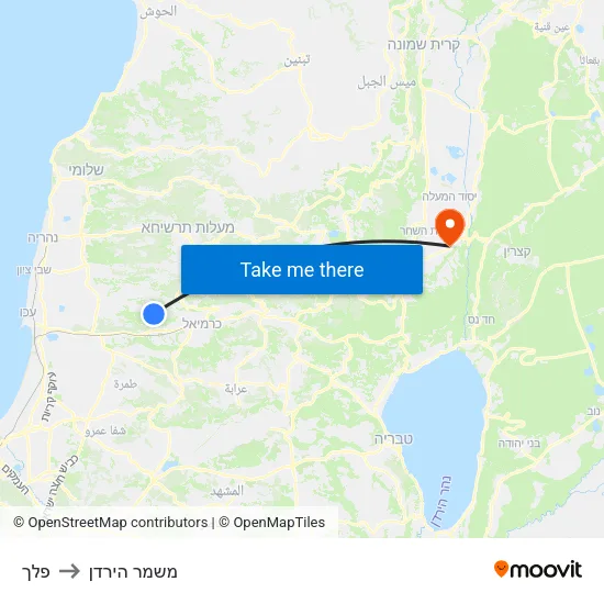 פלך to משמר הירדן map