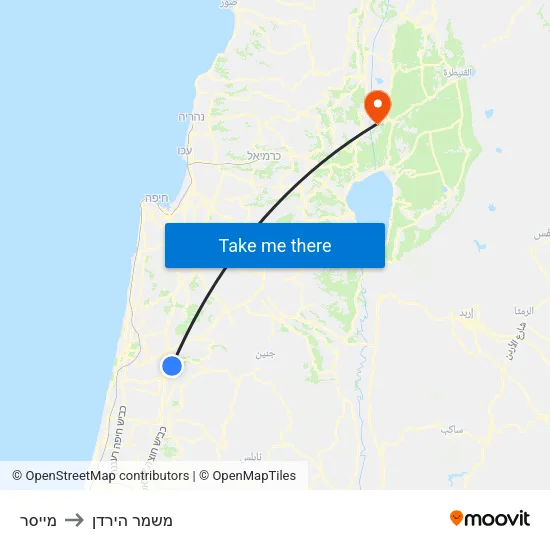 מייסר to משמר הירדן map