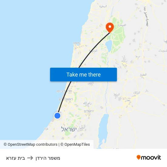 בית עזרא to משמר הירדן map