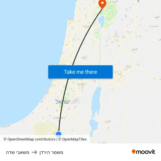 משאבי שדה to משמר הירדן map