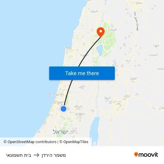 בית חשמונאי to משמר הירדן map