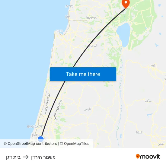 בית דגן to משמר הירדן map