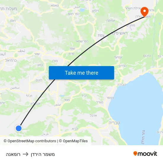 רומאנה to משמר הירדן map