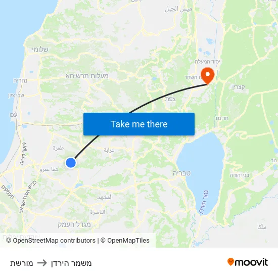 מורשת to משמר הירדן map