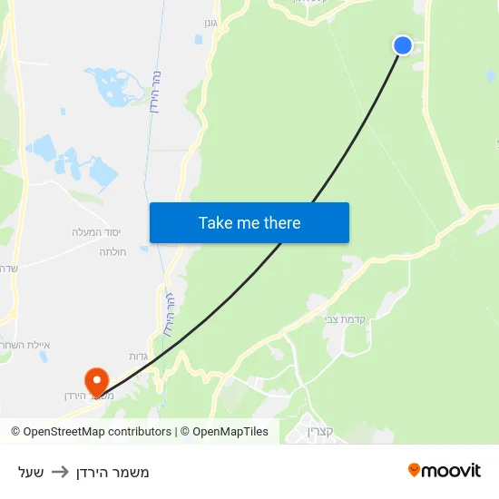שעל to משמר הירדן map