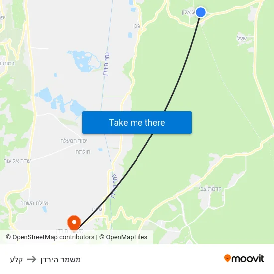 קלע to משמר הירדן map