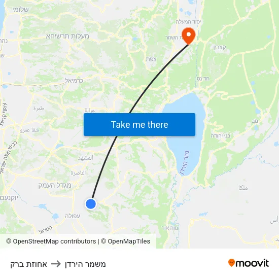 אחוזת ברק to משמר הירדן map