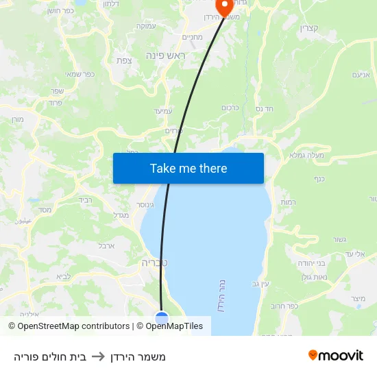 בית חולים פוריה to משמר הירדן map