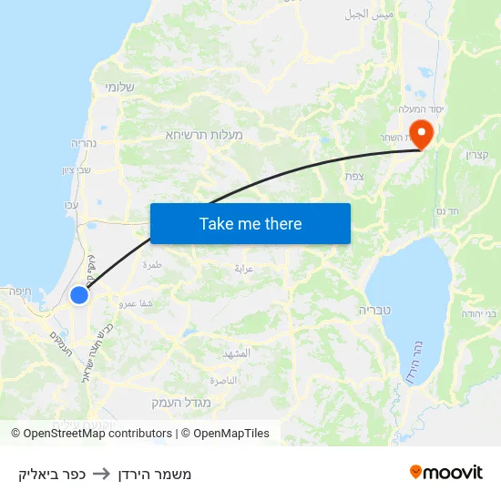 כפר ביאליק to משמר הירדן map