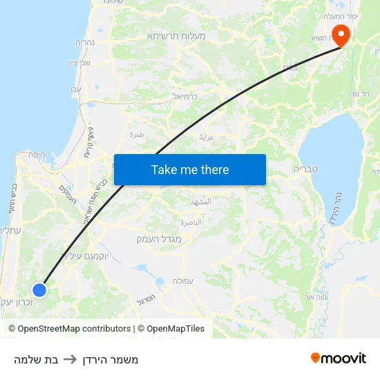 בת שלמה to משמר הירדן map
