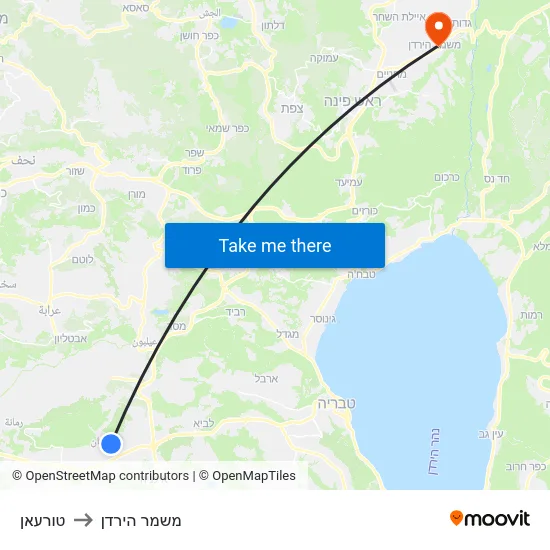 טורעאן to משמר הירדן map