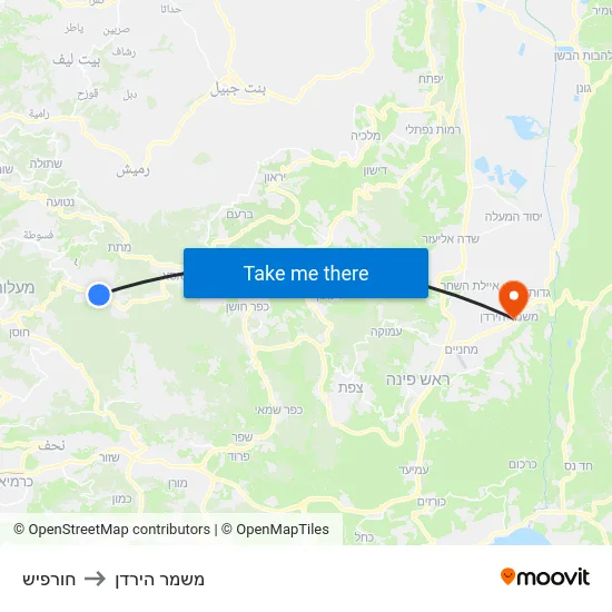 חורפיש to משמר הירדן map