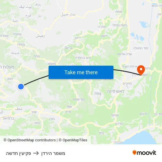 פקיעין חדשה to משמר הירדן map