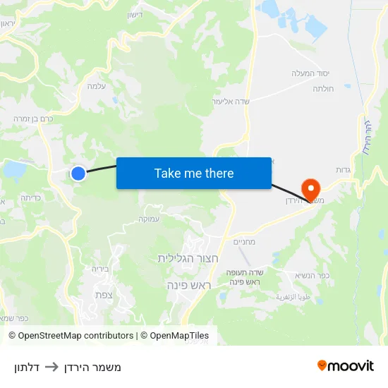 דלתון to משמר הירדן map