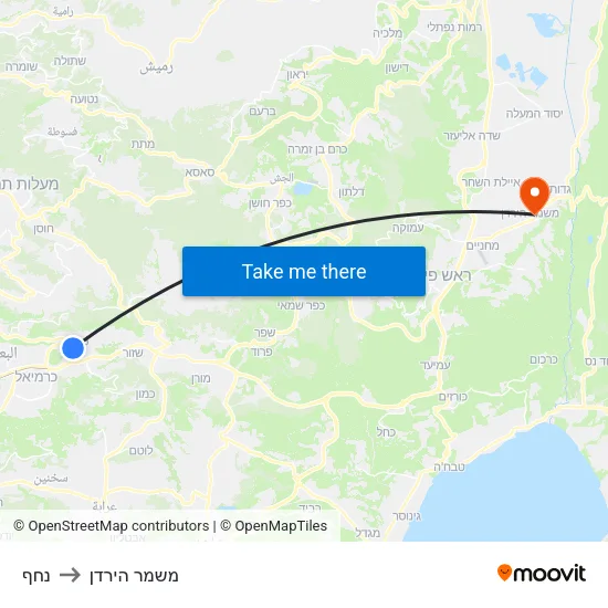 נחף to משמר הירדן map