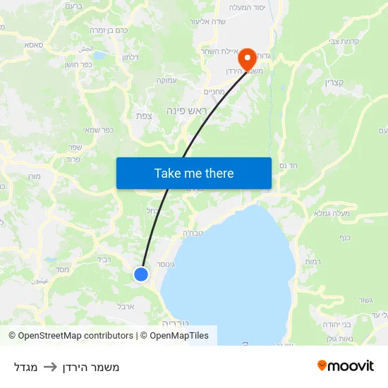 מגדל to משמר הירדן map
