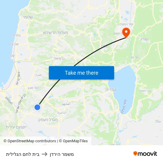 בית לחם הגלילית to משמר הירדן map