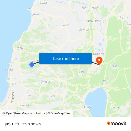 געתון to משמר הירדן map