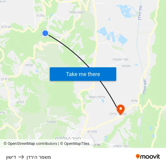 דישון to משמר הירדן map