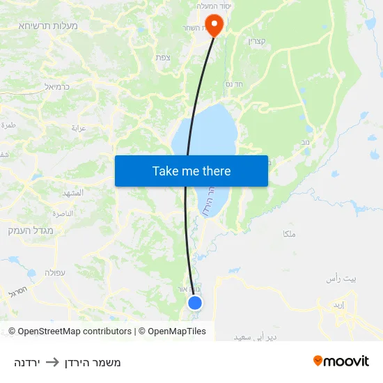 ירדנה to משמר הירדן map