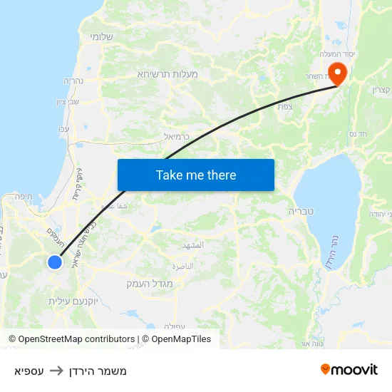 עספיא to משמר הירדן map