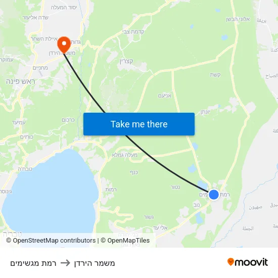 רמת מגשימים to משמר הירדן map