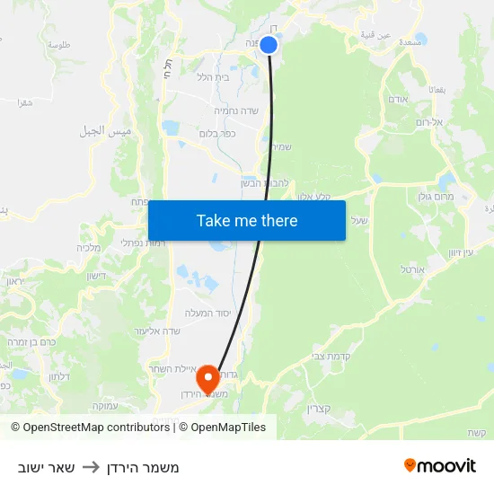 שאר ישוב to משמר הירדן map