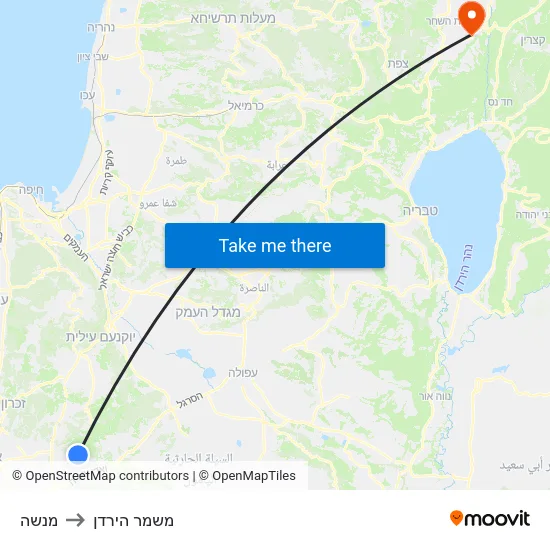מנשה to משמר הירדן map