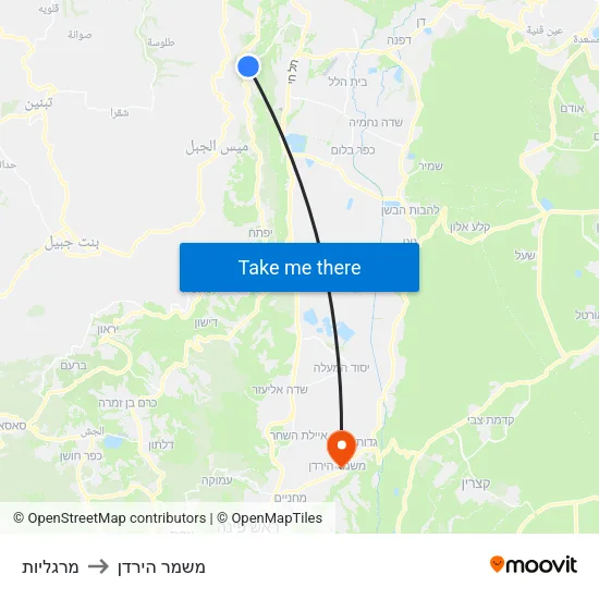 מרגליות to משמר הירדן map
