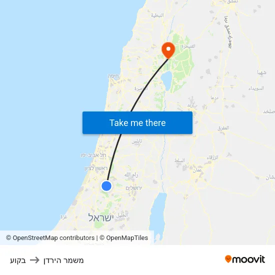 בקוע to משמר הירדן map